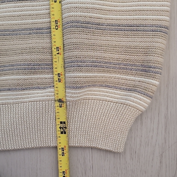 Y2K IZOD Men Chunky Knit Sweater Size L Crewneck Old Money Academia Grandpa Tan - Picture 11 of 13